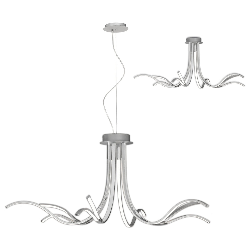 M6106 Corinto Ceiling 140cm 80W LED Silver Chrome