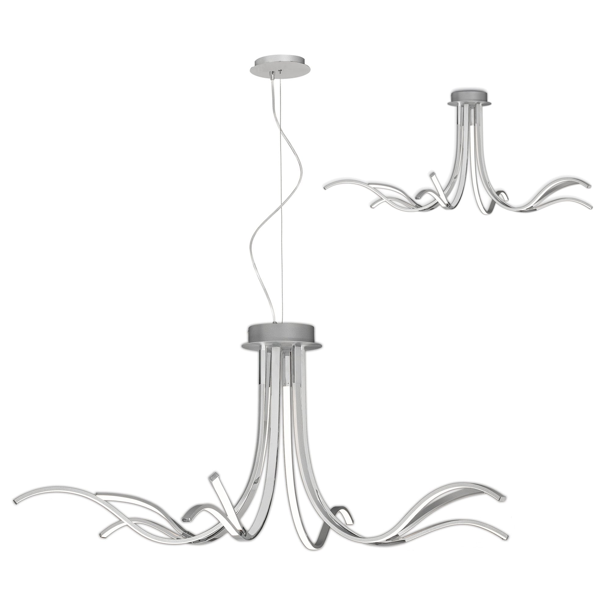 M6106 Corinto Ceiling 140cm 80W LED Silver Chrome