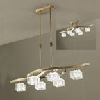 M2357AB Cuadrax Rectangular Telescopic Semi Flush 6 Light G9 Antique Brass