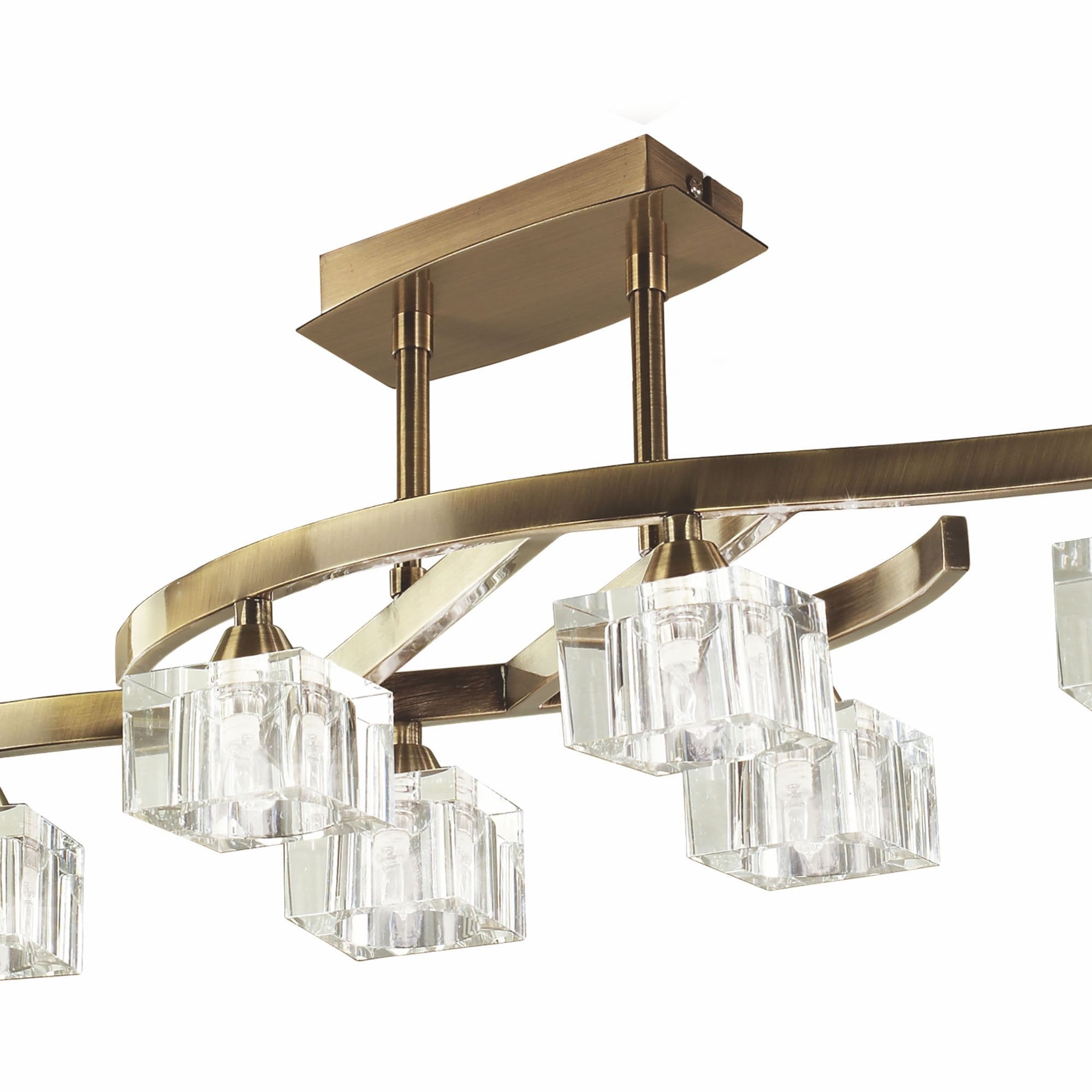 M2357AB Cuadrax Rectangular Telescopic Semi Flush 6 Light G9 Antique Brass