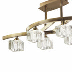 M2357AB Cuadrax Rectangular Telescopic Semi Flush 6 Light G9 Antique Brass