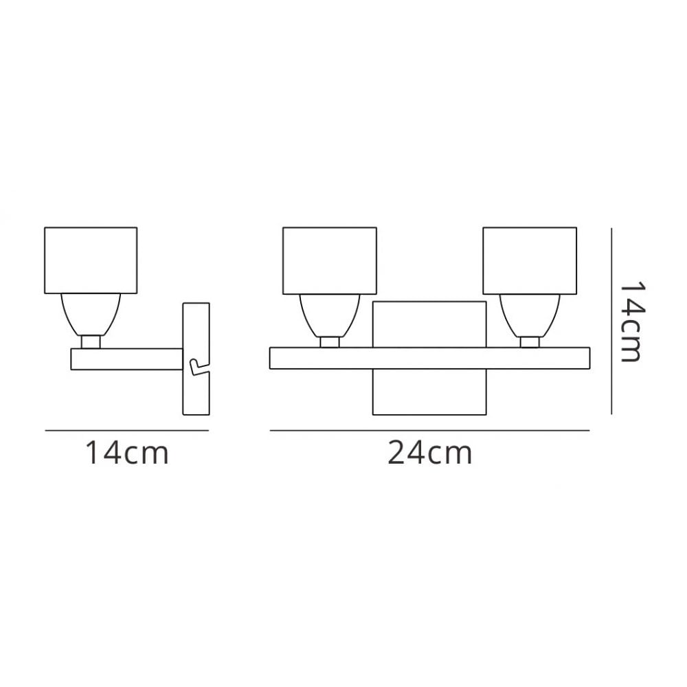 M2364AB/S Cuadrax Wall Switched 2 Light G9 Antique Brass