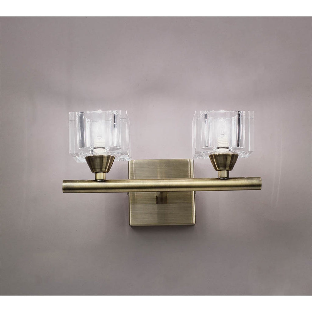 M2364AB/S Cuadrax Wall Switched 2 Light G9 Antique Brass