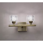 M2364AB/S Cuadrax Wall Switched 2 Light G9 Antique Brass