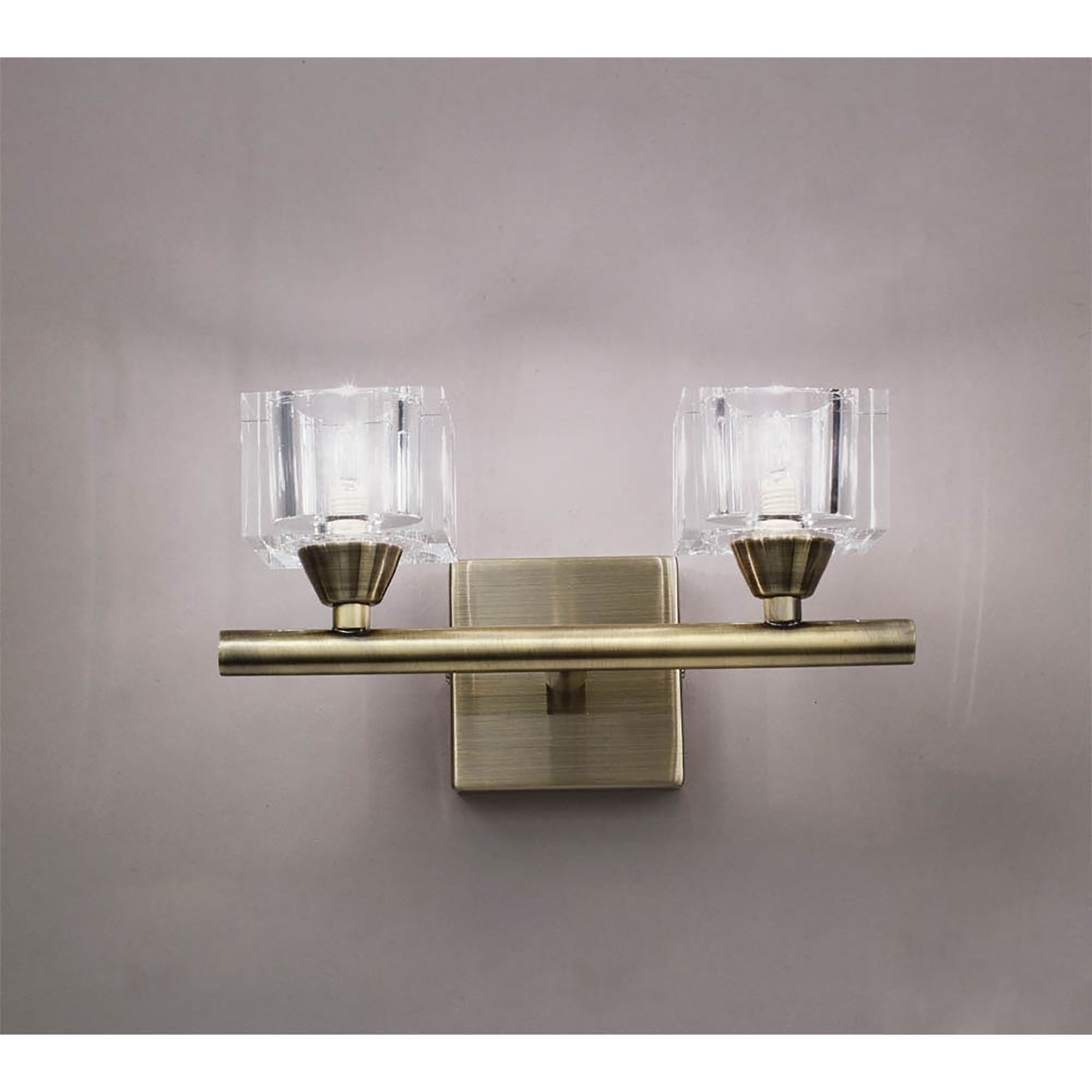 M2364AB/S Cuadrax Wall Switched 2 Light G9 Antique Brass