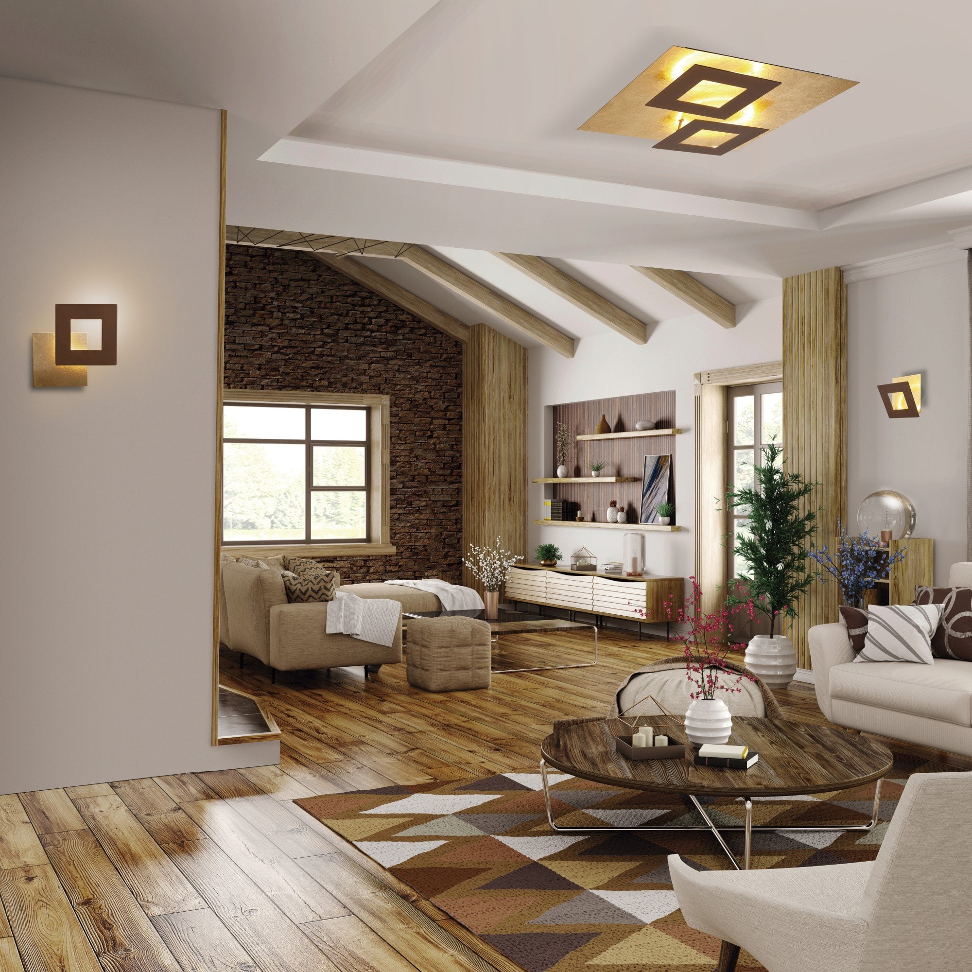 M8113 Dalia 14cm Wall Lamp 12W LED Gold/Rust Brown