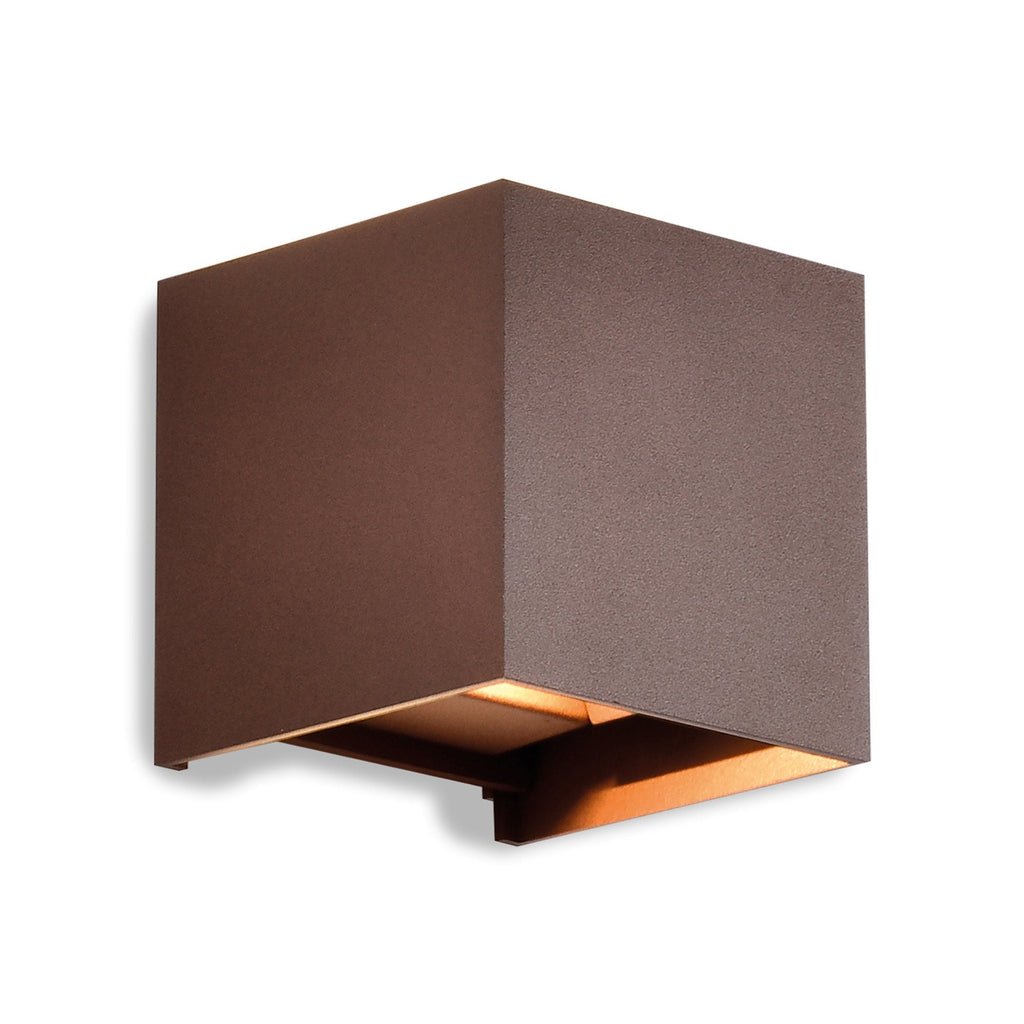 M6527 Davos Outdoor Square Wall Lamp 2 x 6W LED Rust Brown