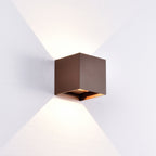 M6527 Davos Outdoor Square Wall Lamp 2 x 6W LED Rust Brown