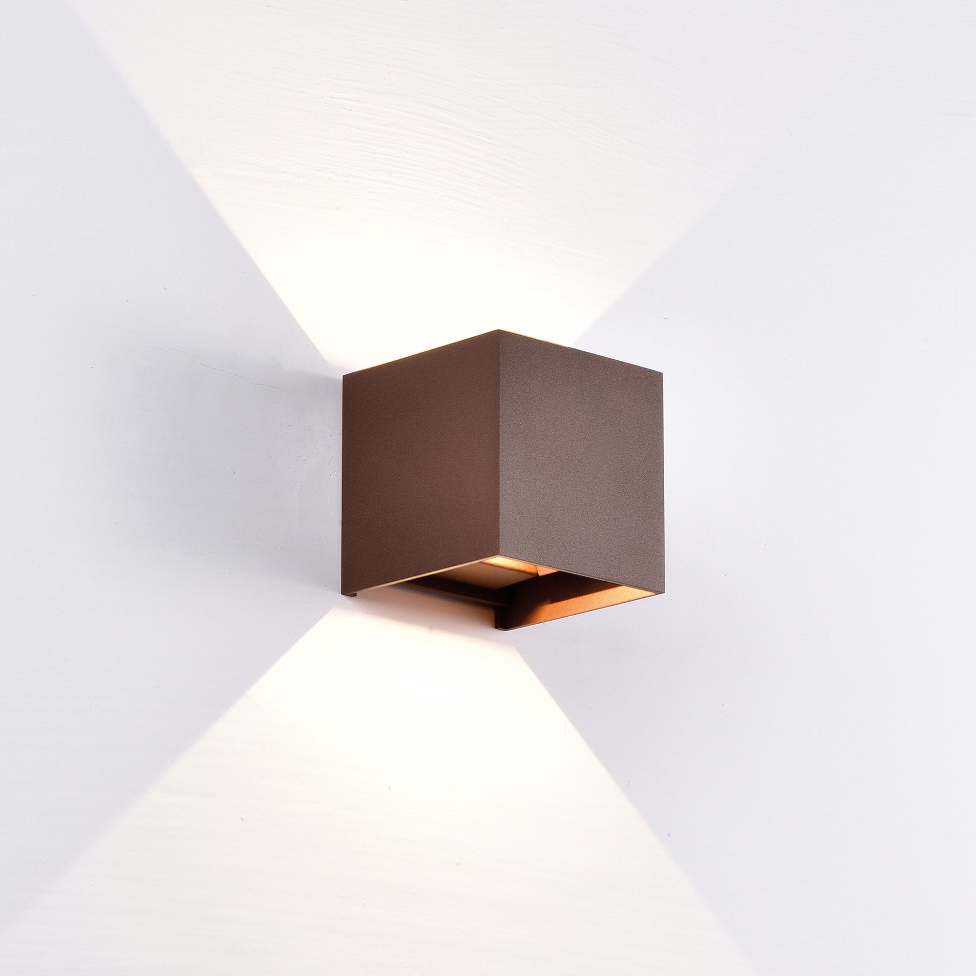 M6527 Davos Outdoor Square Wall Lamp 2 x 6W LED Rust Brown
