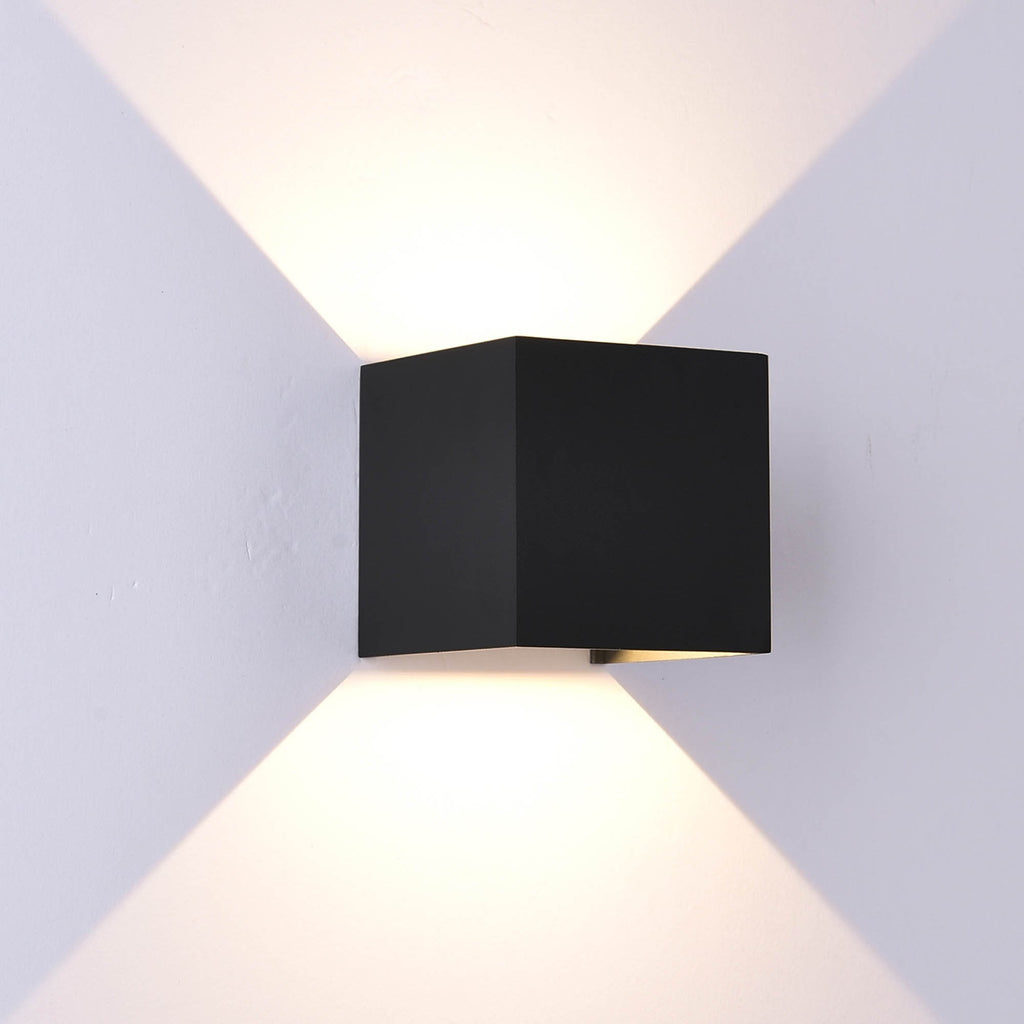 M7649 Davos Outdoor Square Wall Lamp 2 x 6W LED Sand Black