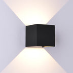 M7649 Davos Outdoor Square Wall Lamp 2 x 6W LED Sand Black