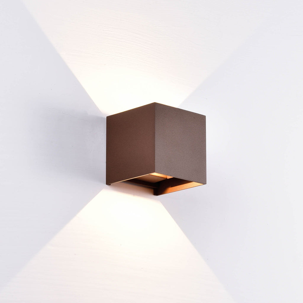 M7650 Davos Outdoor Square Wall Lamp 2 x 6W LED Rust Brown