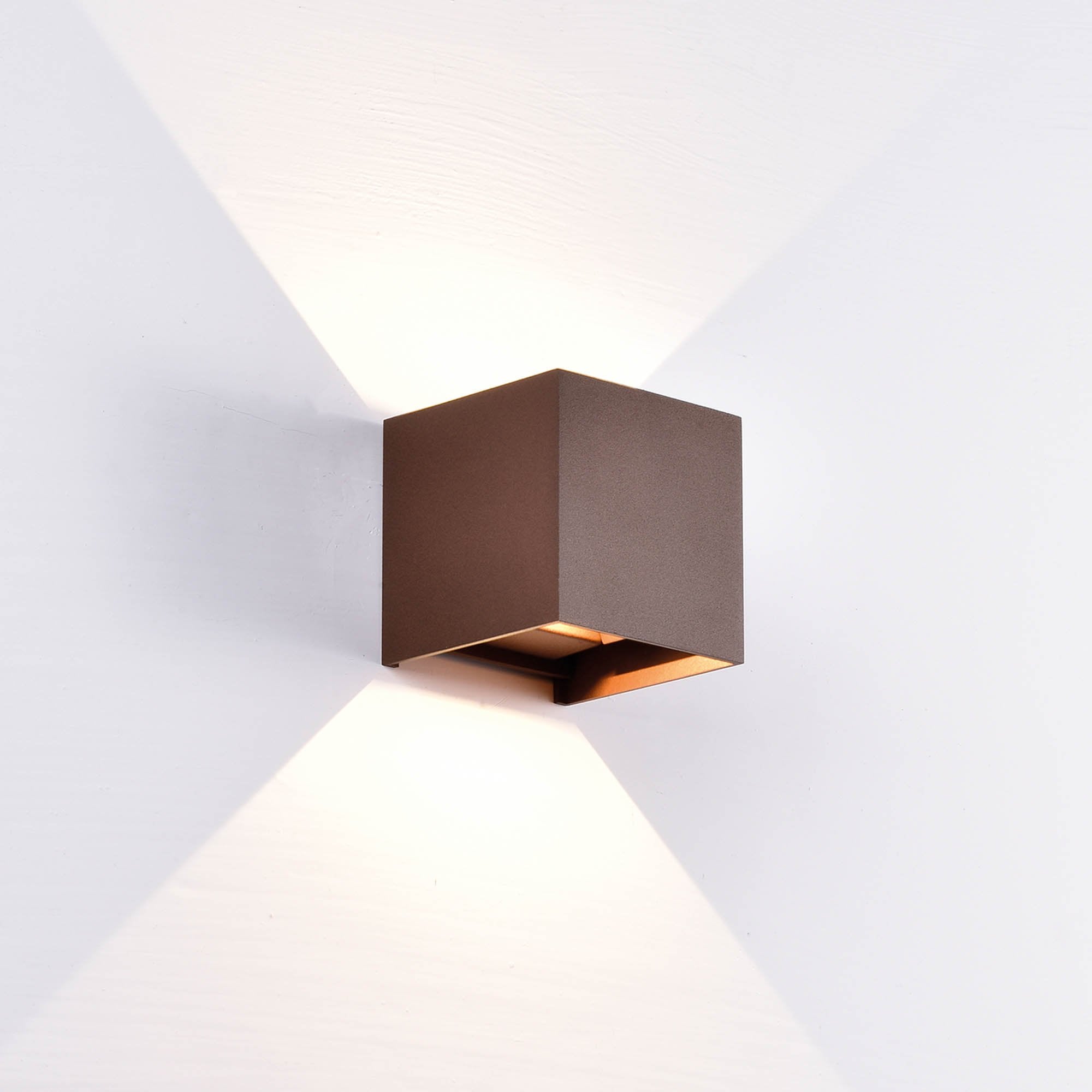 M7650 Davos Outdoor Square Wall Lamp 2 x 6W LED Rust Brown