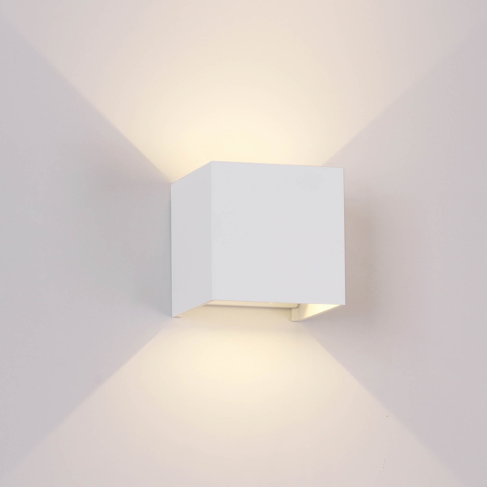 M7648 Davos Outdoor Square Wall Lamp 2 x 6W LED Sand White