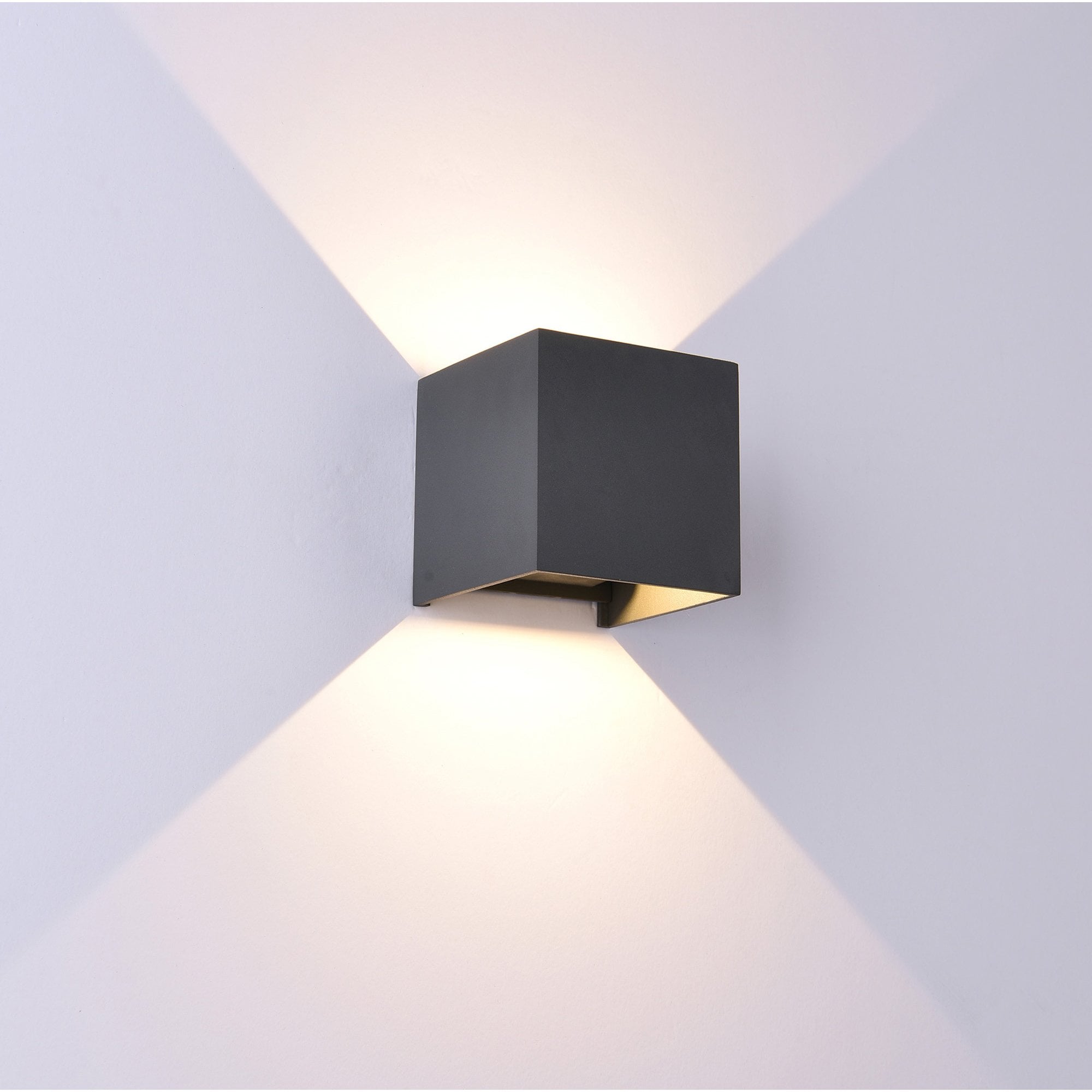 M6524 Davos Outdoor Square Wall Lamp 2 x 6W LED Sand Black