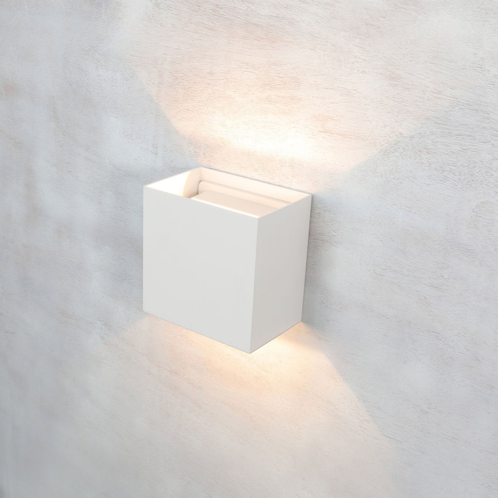M7436 Davos Outdoor XL Square Wall Lamp 2 Light LED Sand White