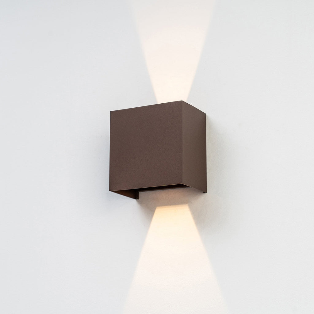 M7438 Davos Outdoor XL Square Wall Lamp 2 Light LED Rust Brown