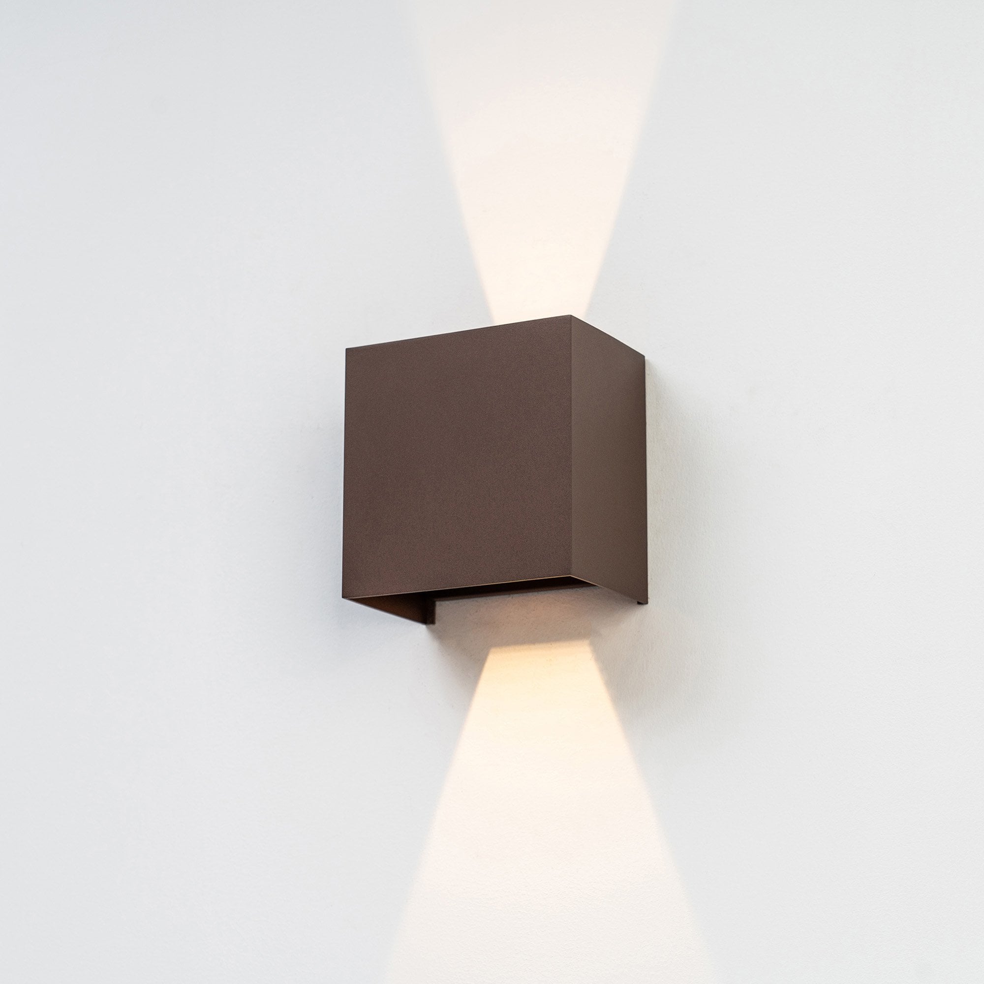 M7438 Davos Outdoor XL Square Wall Lamp 2 Light LED Rust Brown