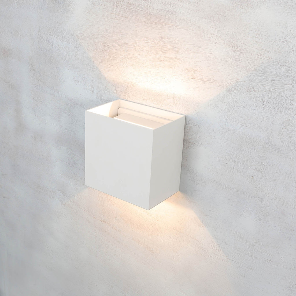 M7652 Davos Outdoor XL Square Wall Lamp 2 Light LED Sand White