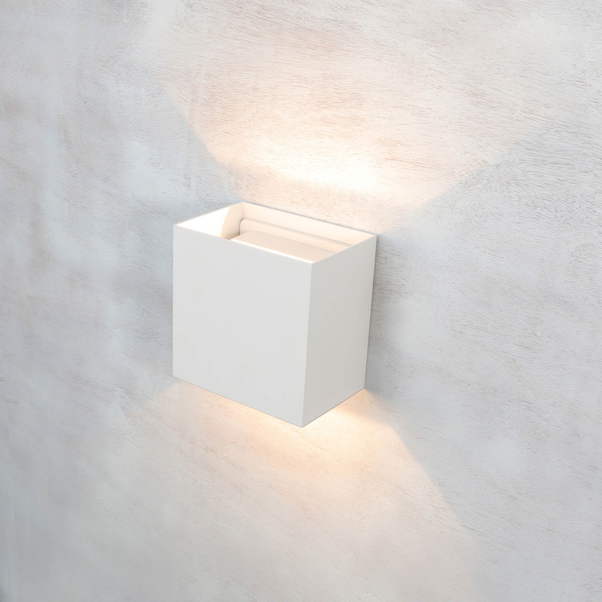 M7652 Davos Outdoor XL Square Wall Lamp 2 Light LED Sand White