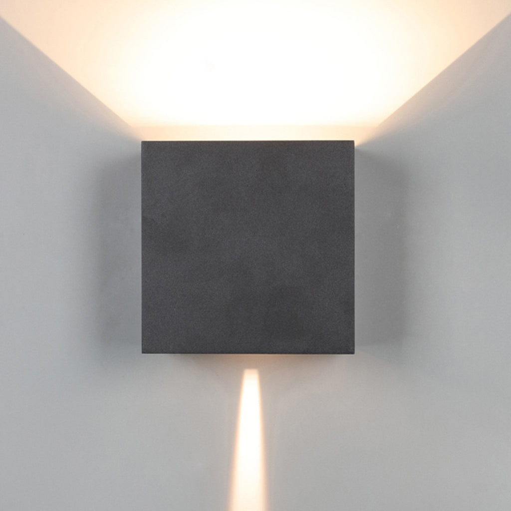 M7437 Davos Outdoor XL Square Wall Lamp 2 Light LED Sand Black