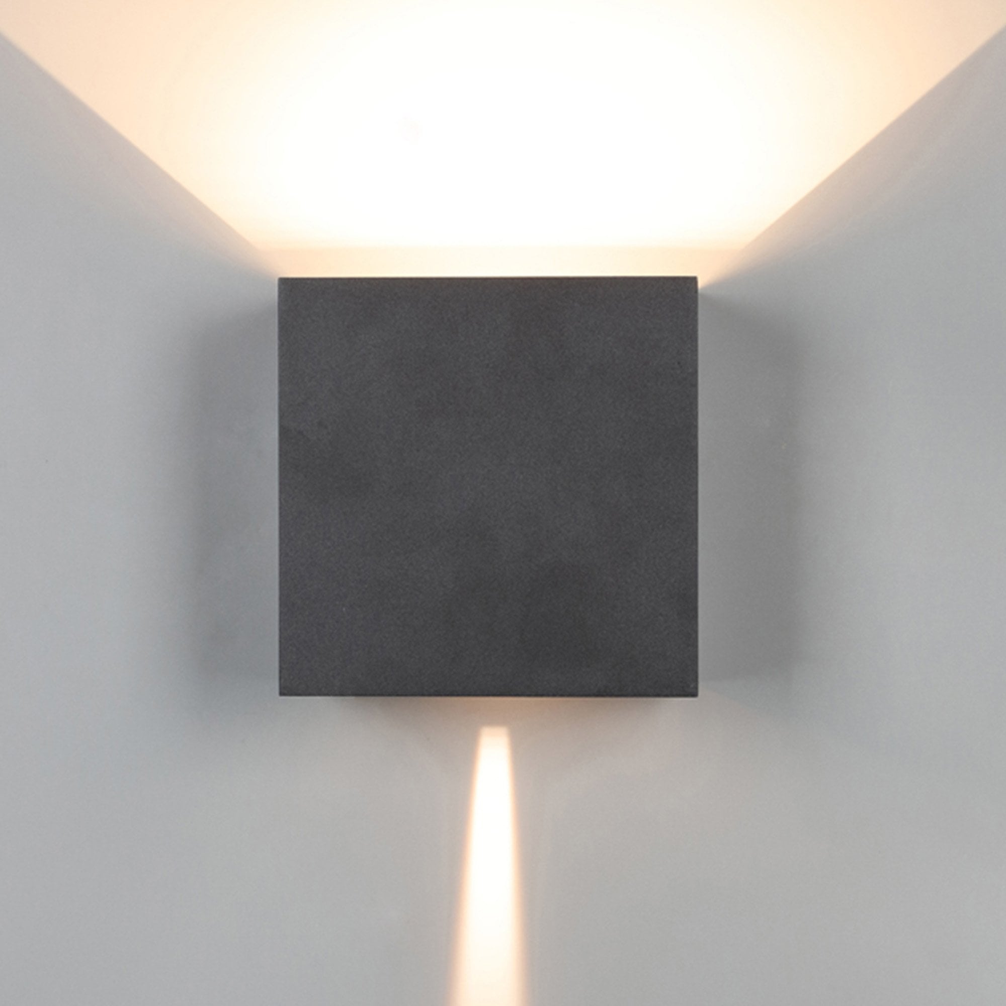 M7437 Davos Outdoor XL Square Wall Lamp 2 Light LED Sand Black