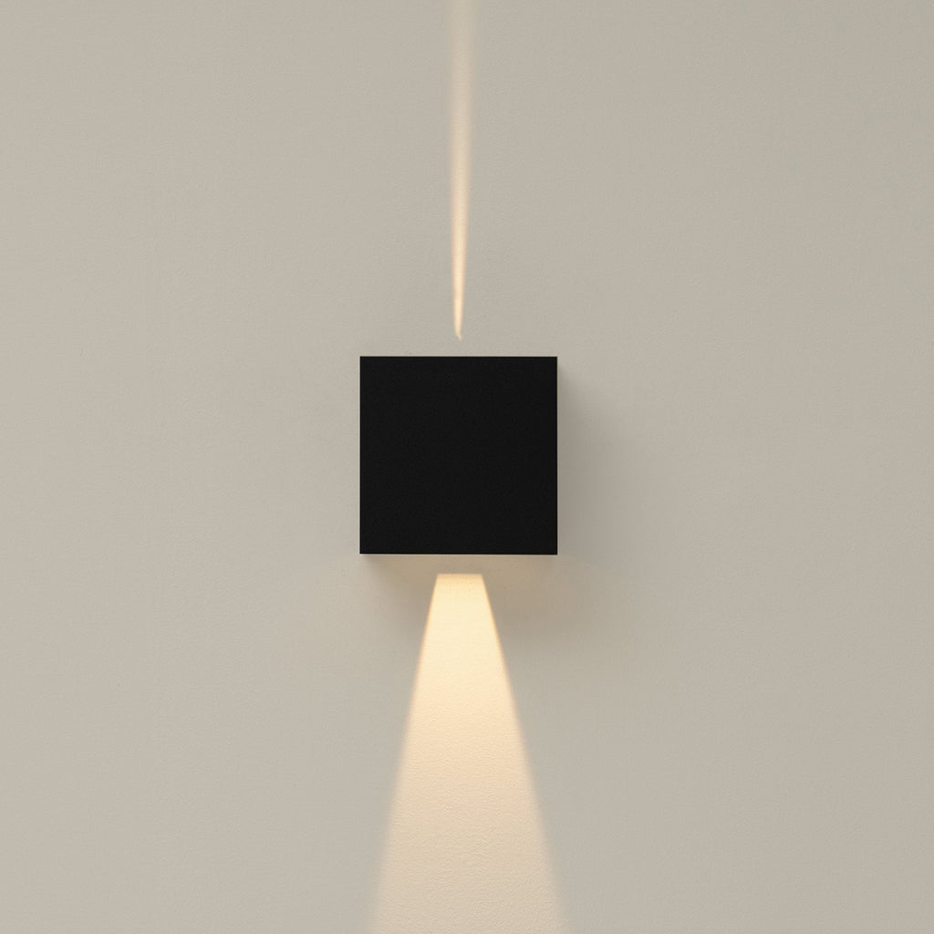 M7437 Davos Outdoor XL Square Wall Lamp 2 Light LED Sand Black