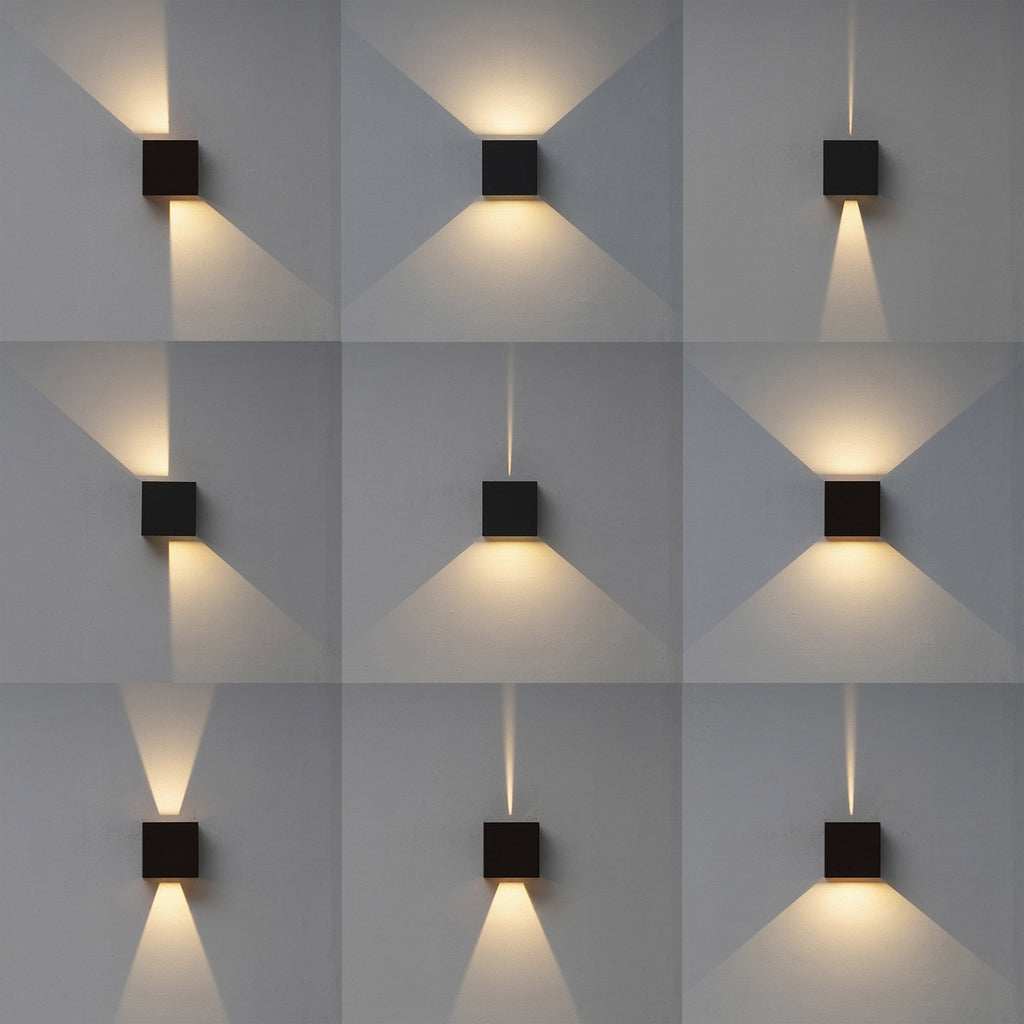 M7437 Davos Outdoor XL Square Wall Lamp 2 Light LED Sand Black