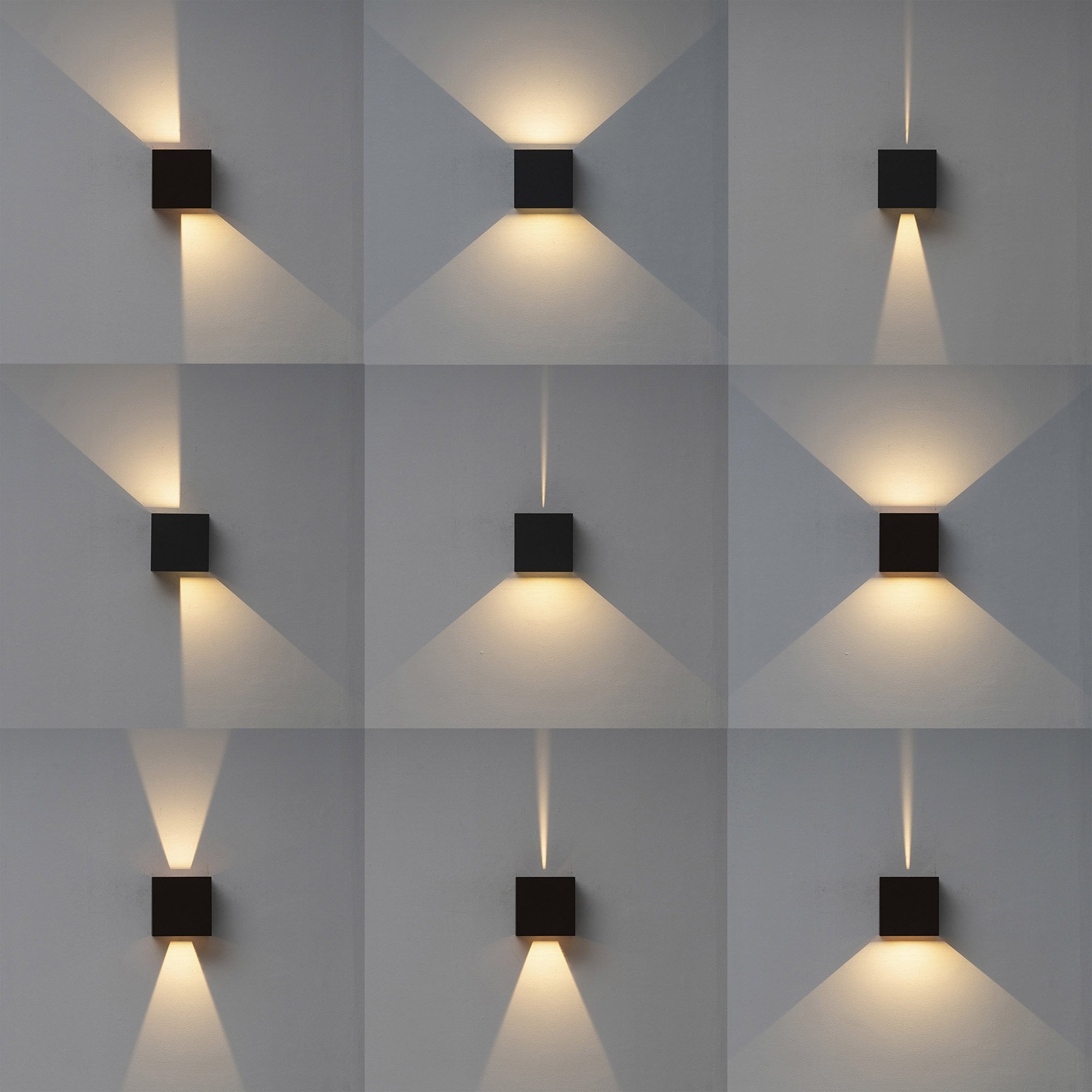 M7437 Davos Outdoor XL Square Wall Lamp 2 Light LED Sand Black