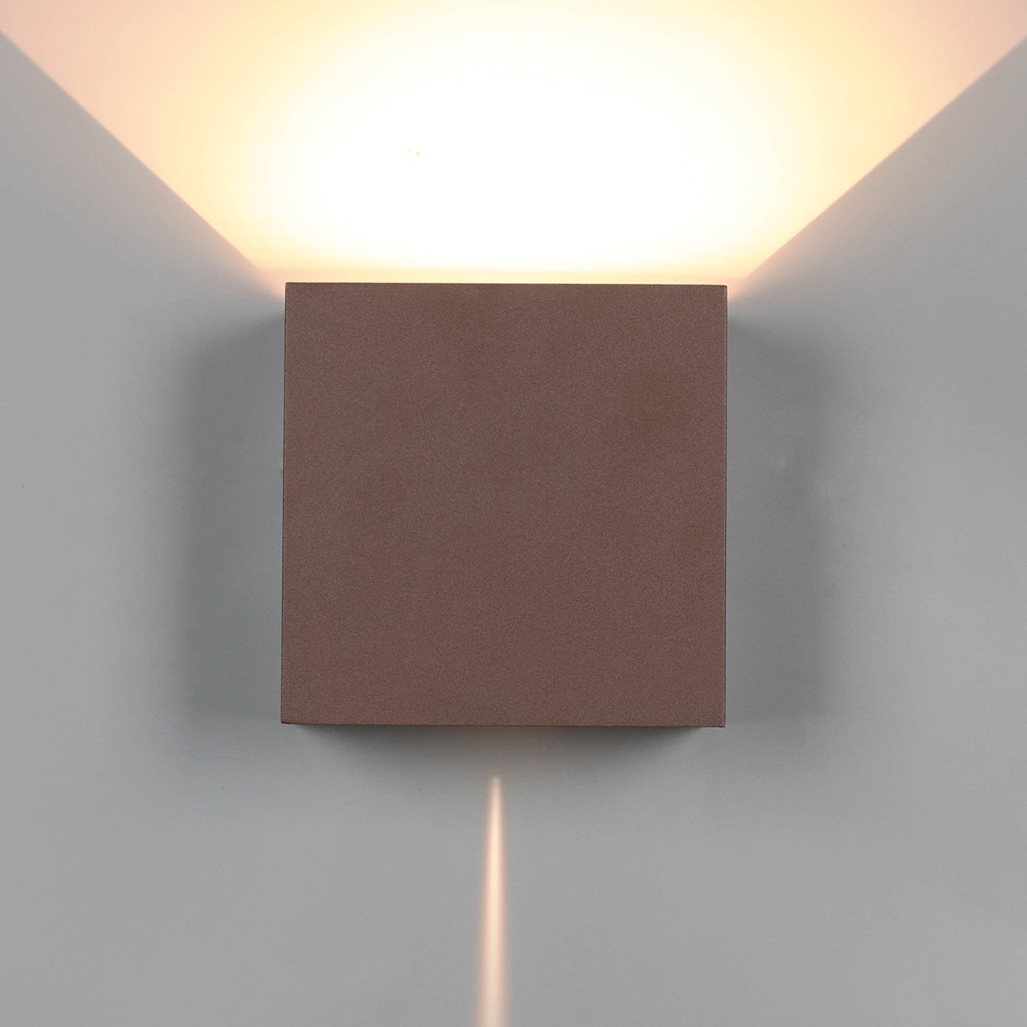 M7654 Davos Outdoor XL Square Wall Lamp 2 Light LED Rust Brown