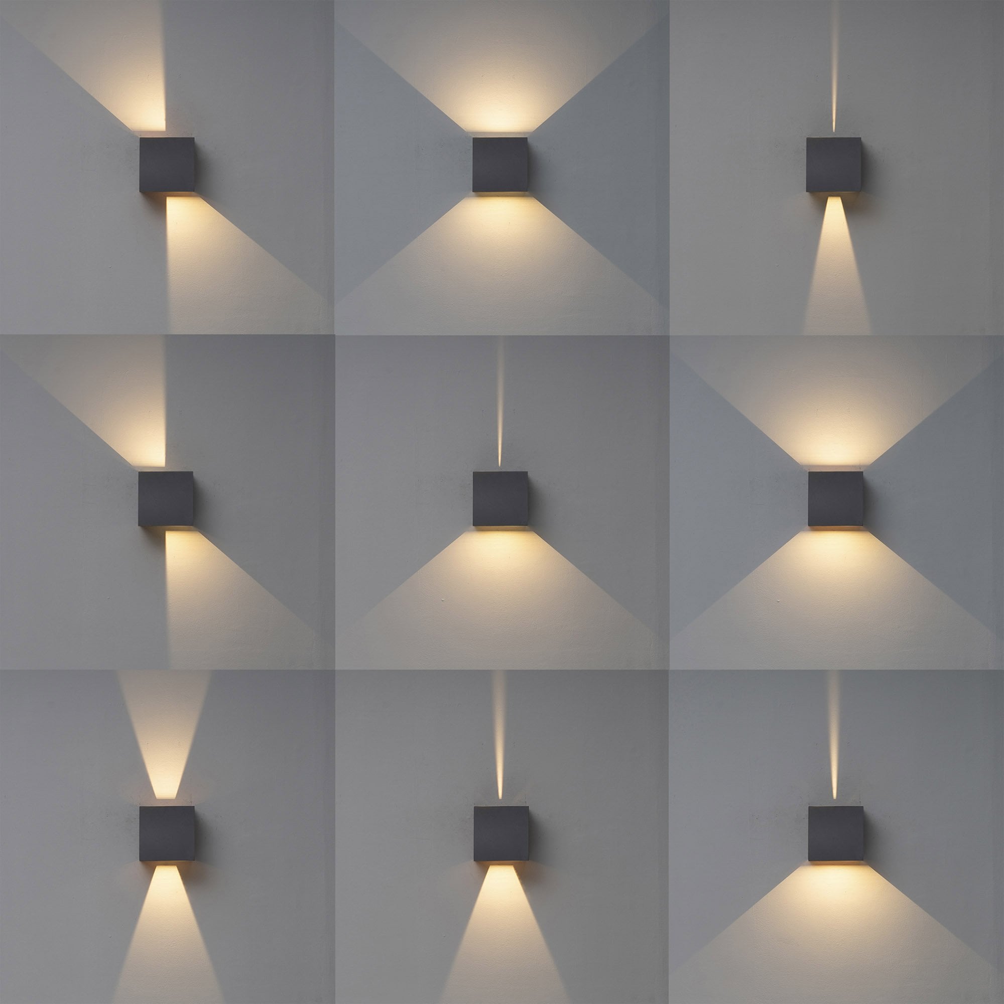M7435 Davos Outdoor XL Square Wall Lamp 2 Light LED Anthracite