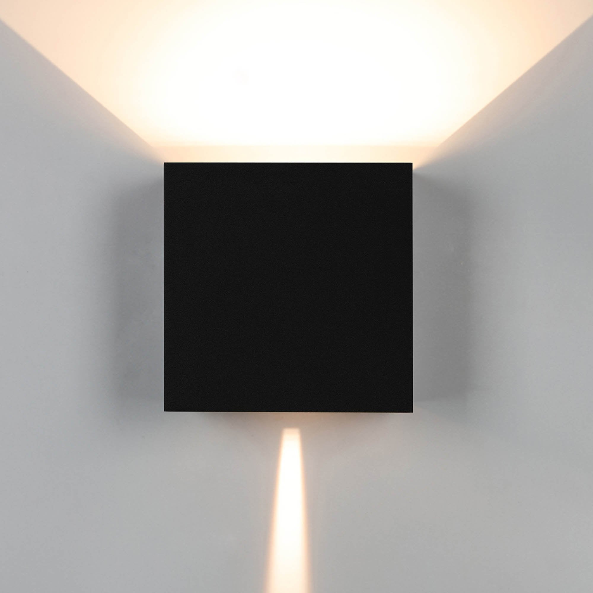 M7653 Davos Outdoor XL Square Wall Lamp 2 Light LED Sand Black
