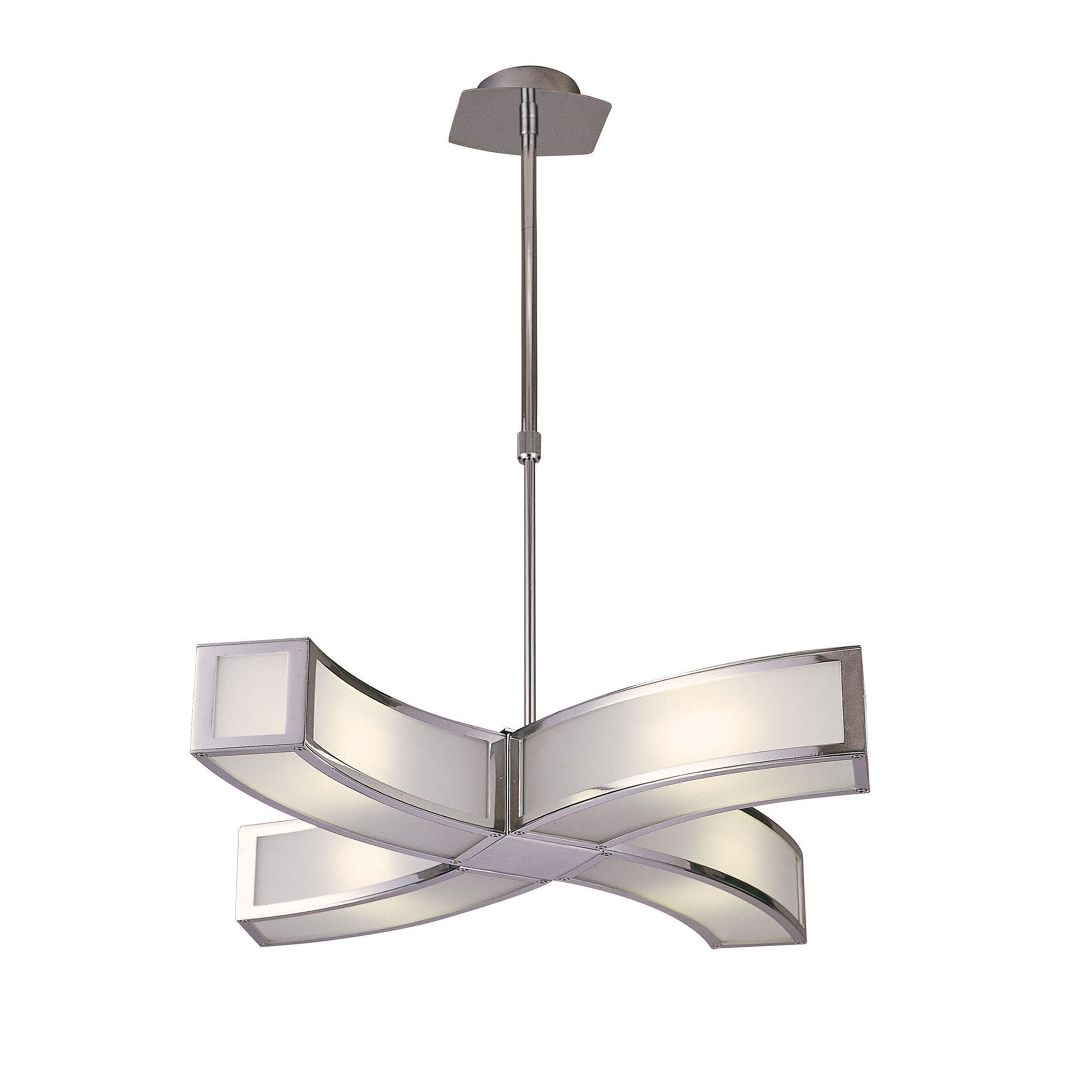 M8390/1 Duna GU10 Pendant 4 Light Curved Polished Chrome/White Acrylic