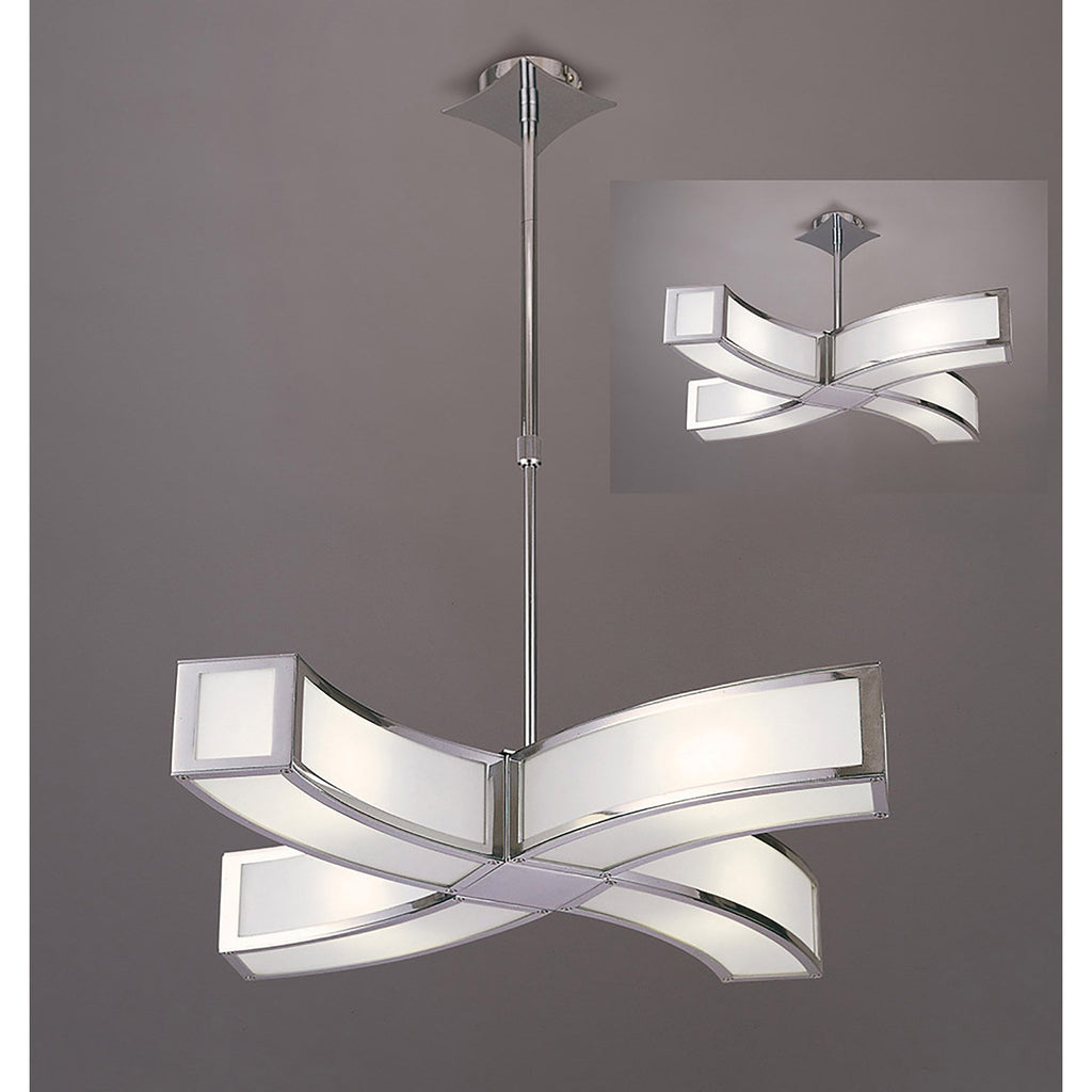 M8390/1 Duna GU10 Pendant 4 Light Curved Polished Chrome/White Acrylic