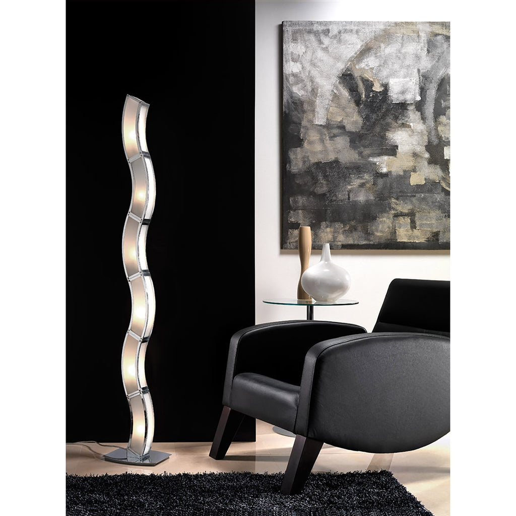 M8392/1 Duna GU10 Floor Lamp 6 Light Polished Chrome/White Acrylic