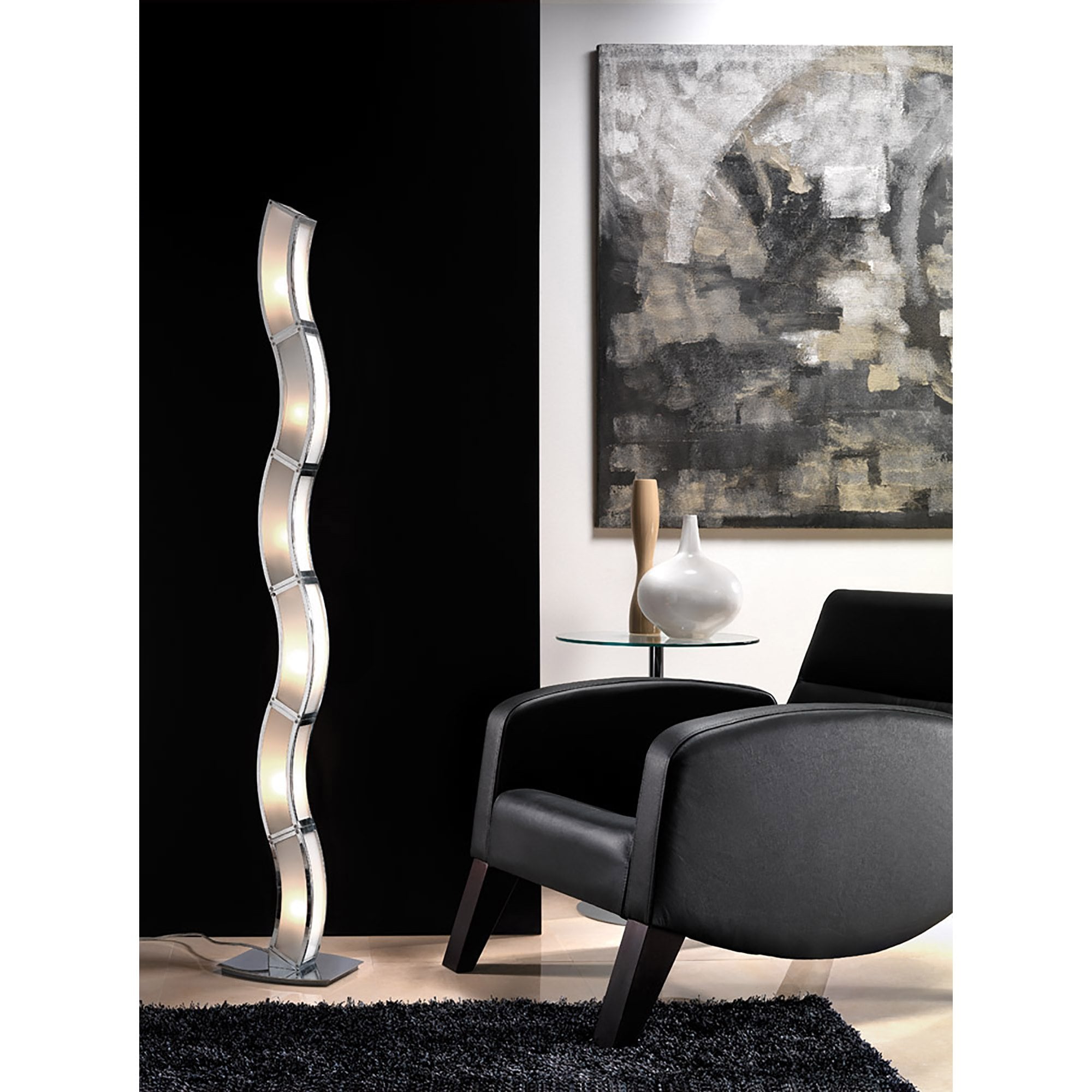 M8392/1 Duna GU10 Floor Lamp 6 Light Polished Chrome/White Acrylic