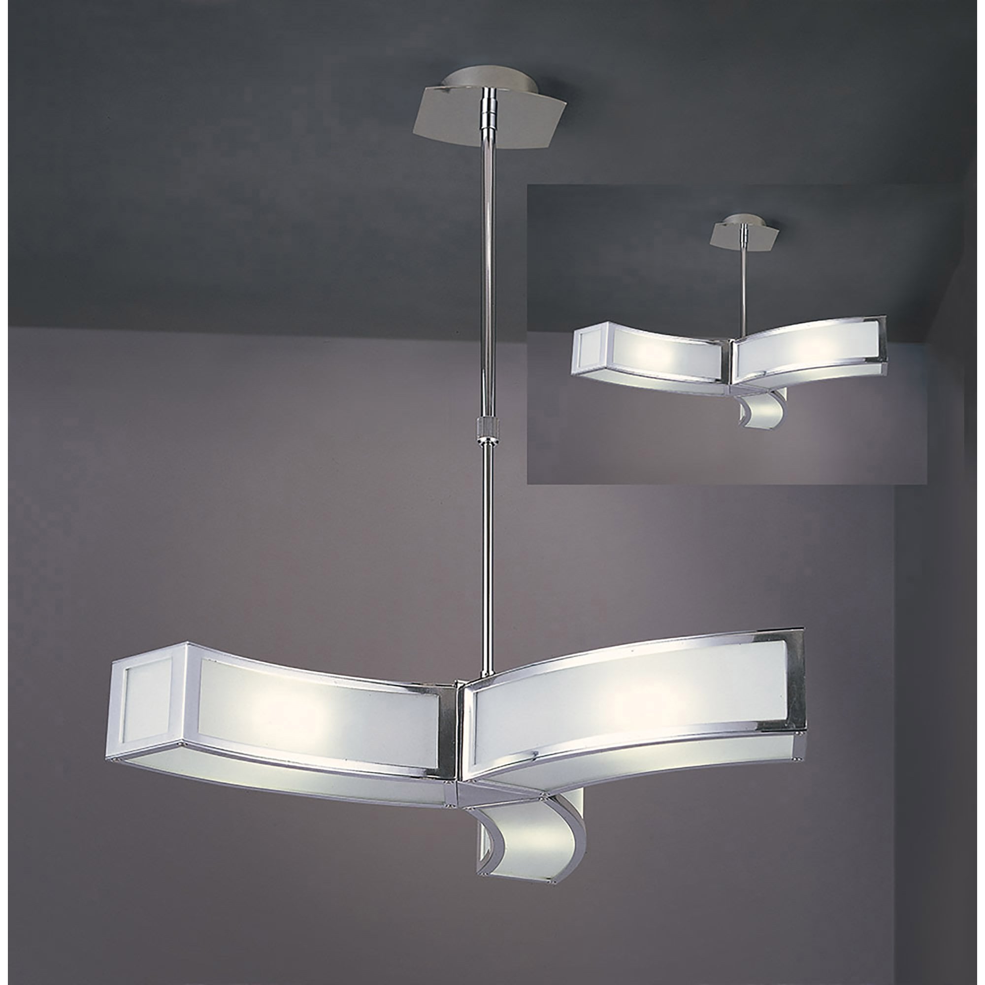 M8391/1 Duna GU10 Pendant 3 Light Polished Chrome/White Acrylic