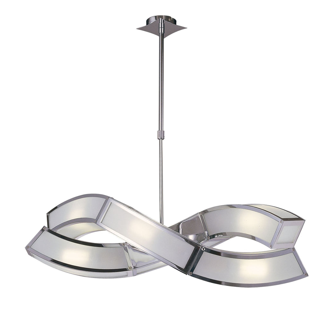 M8388/1 Duna GU10 Rectangular Pendant 2 Arm 6 Light Polished Chrome/White Acrylic