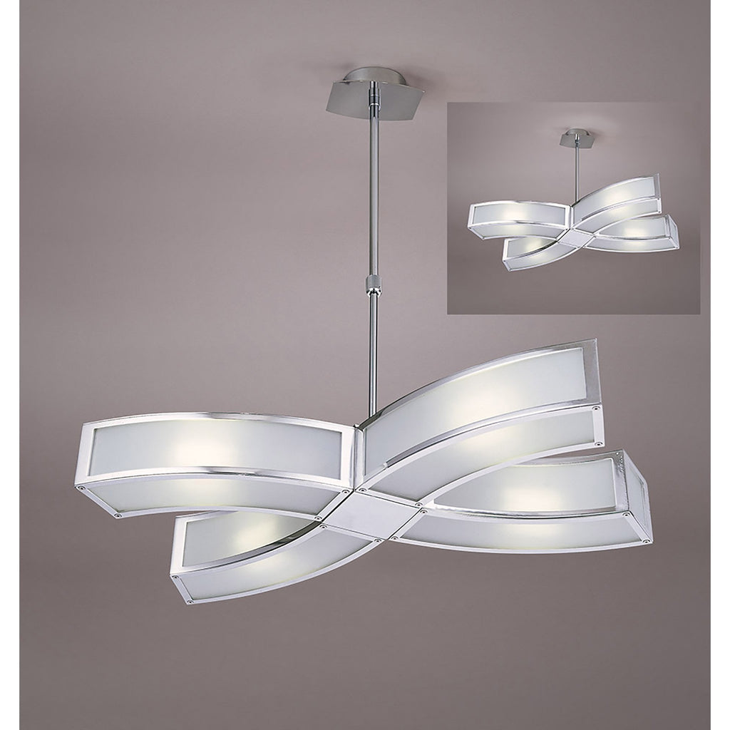 M8404/1 Duna GU10 Pendant 4 Light Polished Chrome/White Acrylic