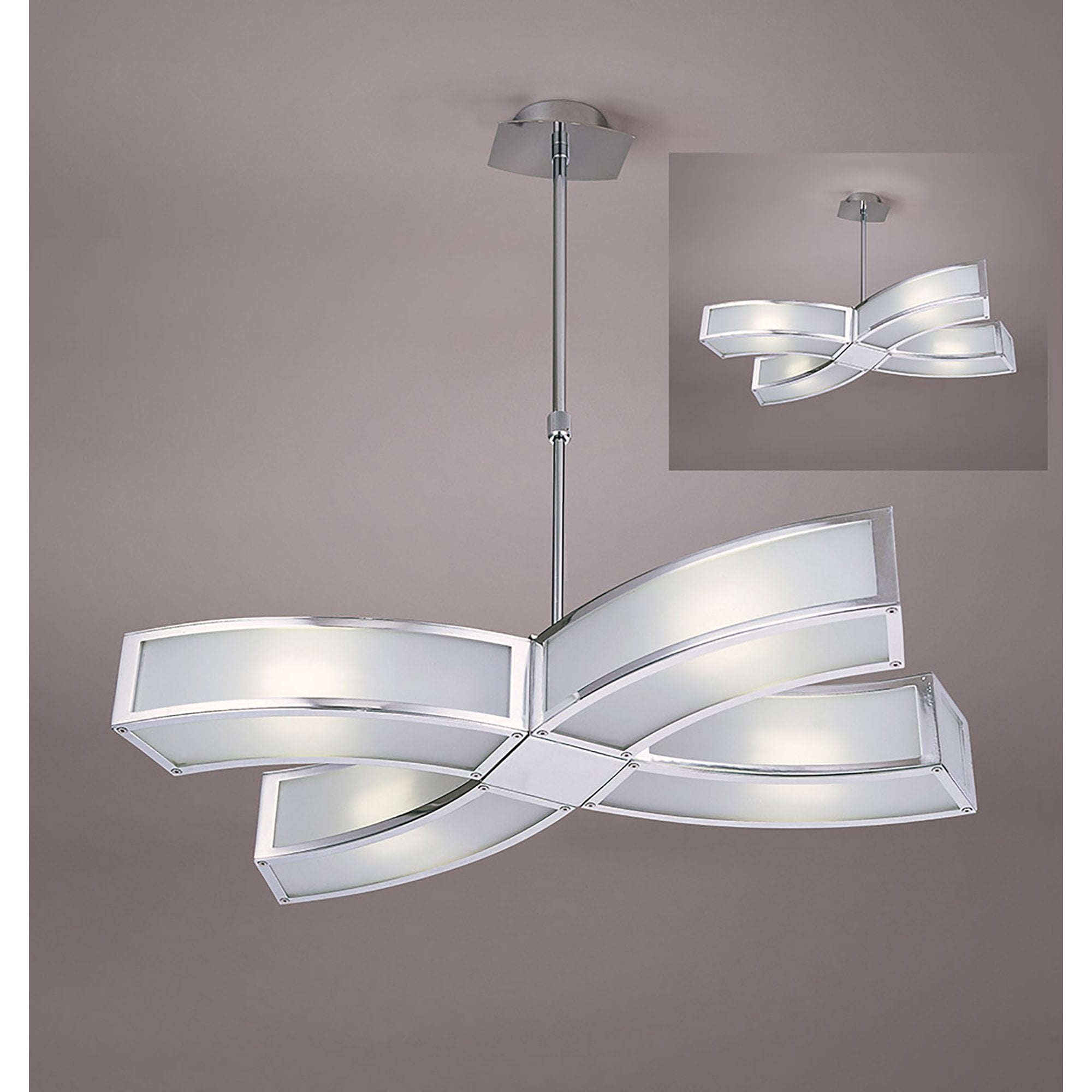 M8404/1 Duna GU10 Pendant 4 Light Polished Chrome/White Acrylic