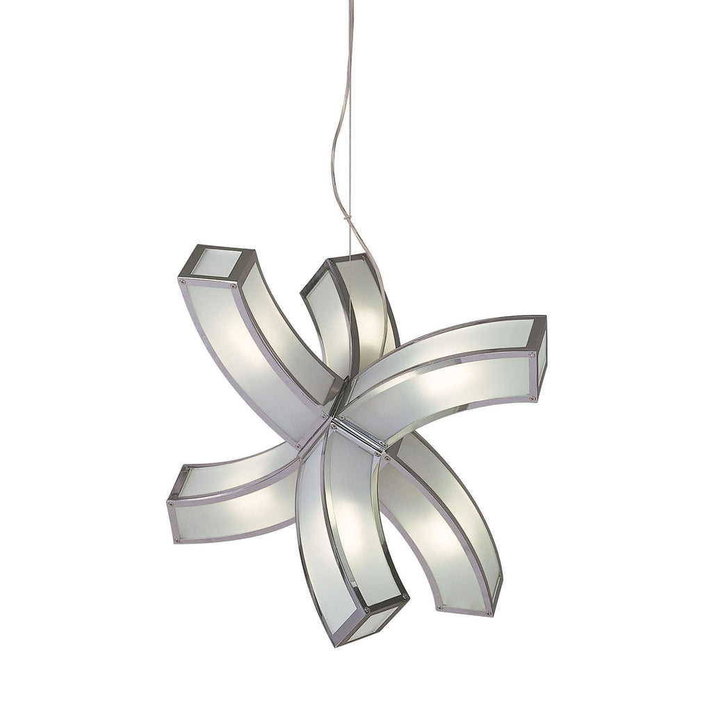 M8398/1 Duna GU10 Pendant 6 arms 6 Light Polished Chrome/White Acrylic