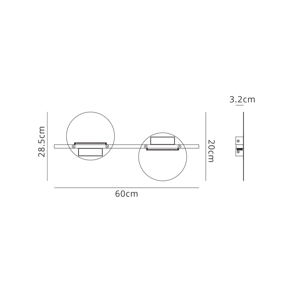 M7299 Eris 2 Light Wall Lamp 16W LED Black