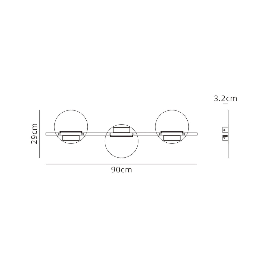 M7301 Eris 3 Light Wall Lamp 24W LED Black