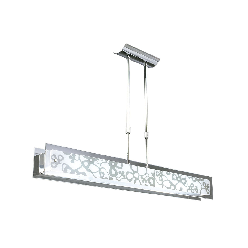 M8492/1 Euphoria Linear Pendant 2 Light T5 Wire Polished Chrome Opal White Glass