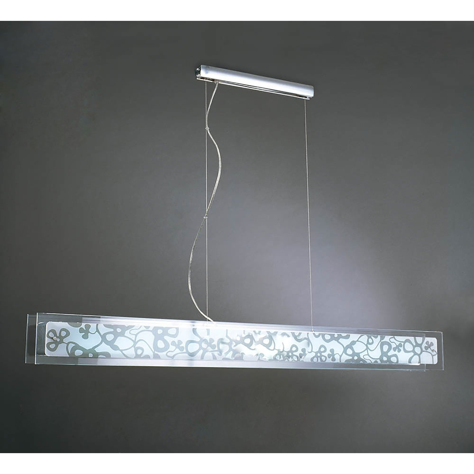 M8492/1 Euphoria Linear Pendant 2 Light T5 Wire Polished Chrome Opal White Glass