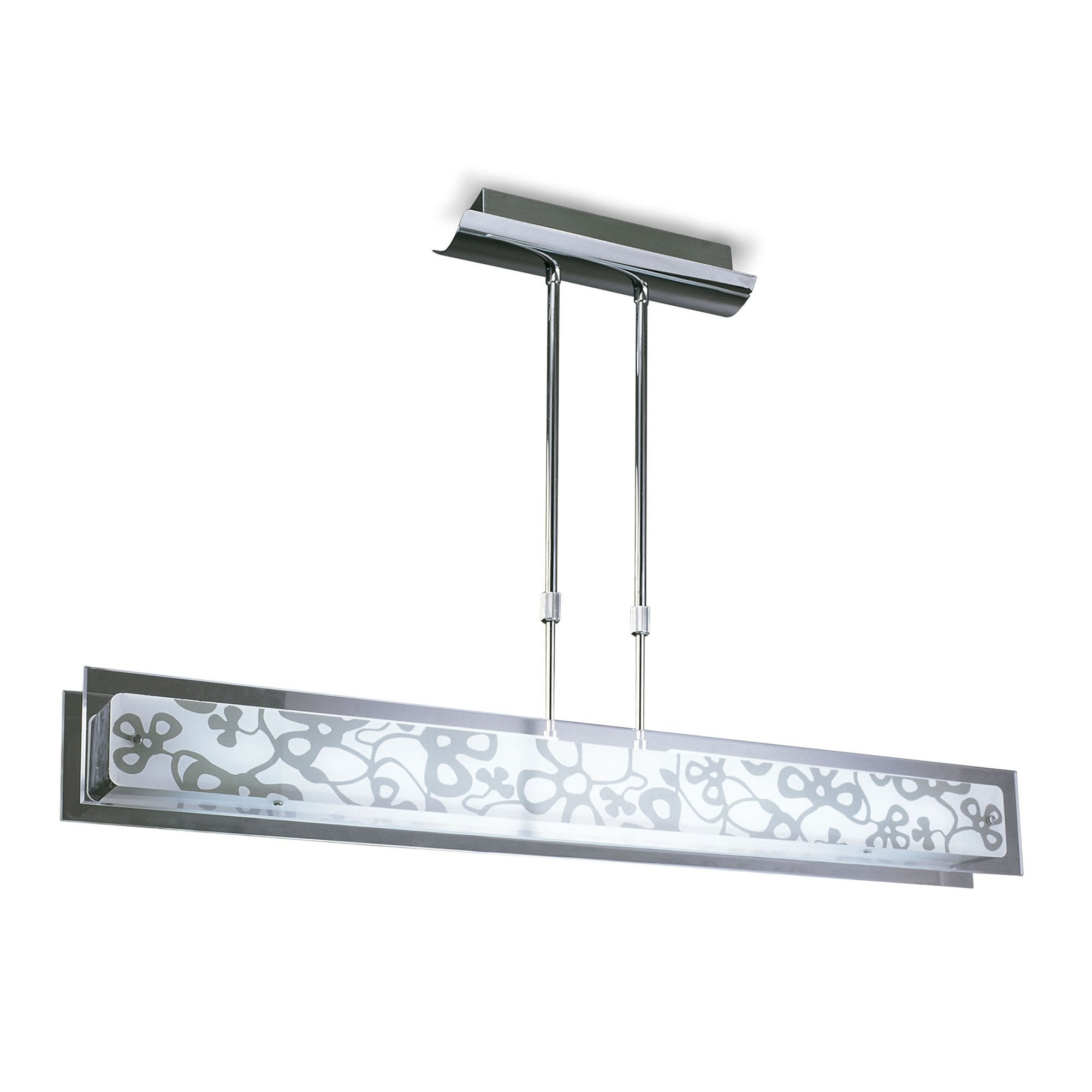 M8491/1 Euphoria Linear Pendant 2 Light T5 Polished Chrome Opal White Glass