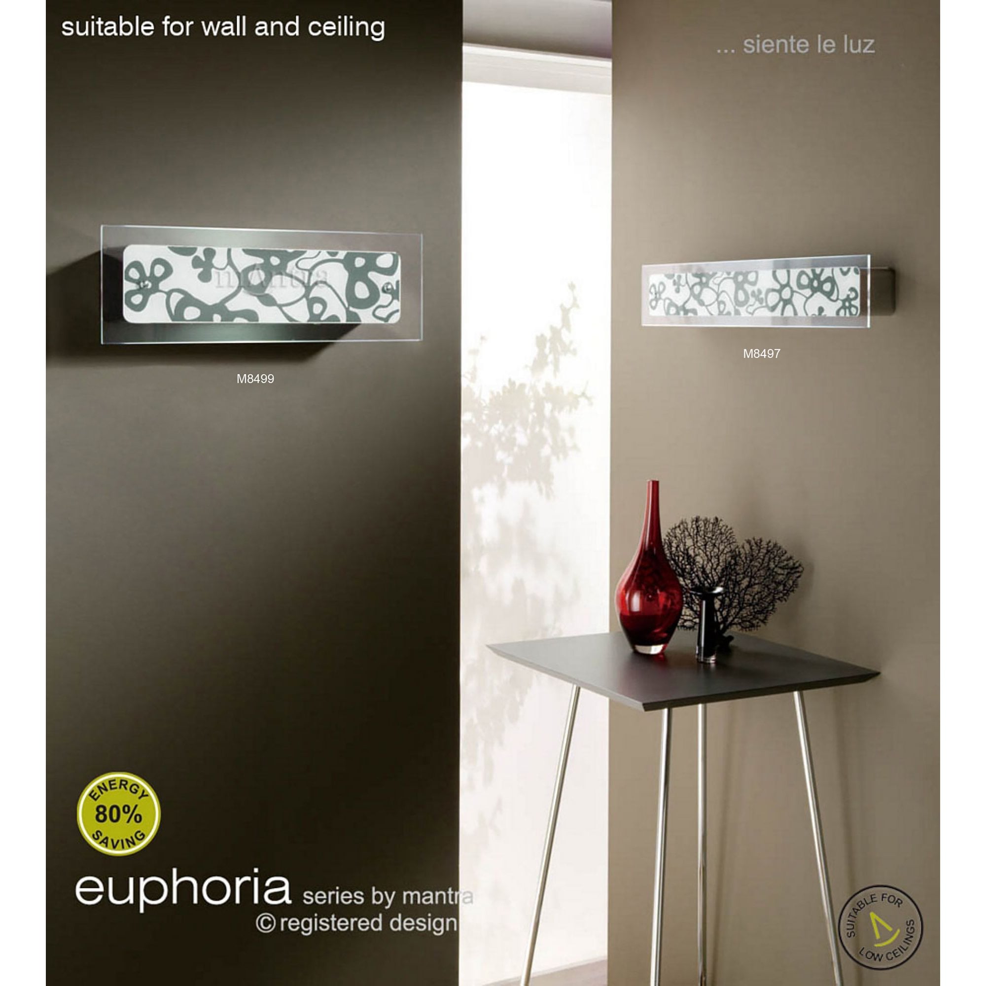 M8491/1 Euphoria Linear Pendant 2 Light T5 Polished Chrome Opal White Glass