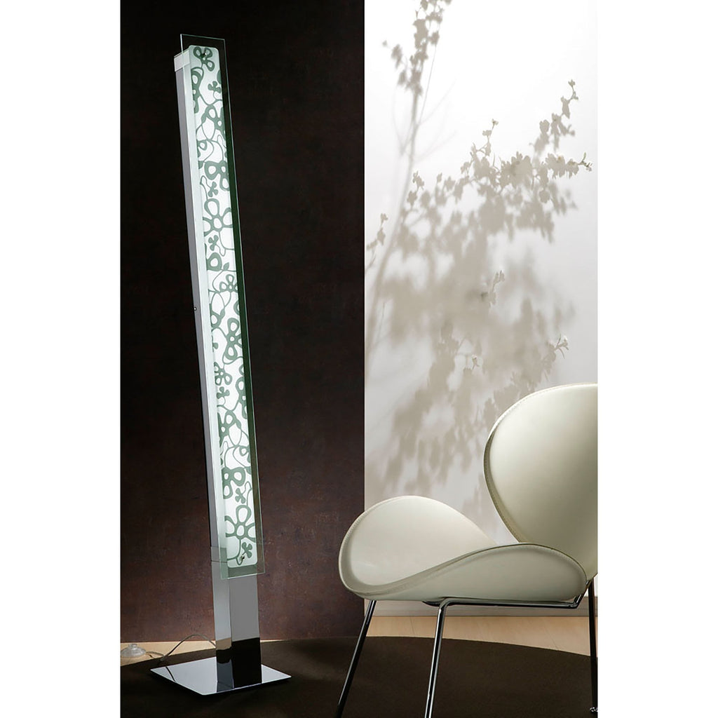 M8501/1 Euphoria Floor Lamp 2 Light T5 Polished Chrome/Opal White Glass