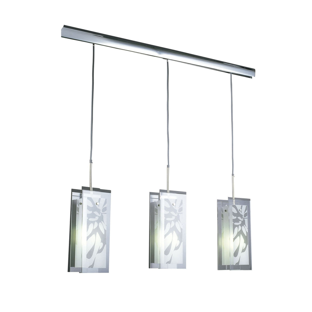 M8505/1 Euphoria Linear Pendant 3 Light Polished Chrome/Opal White Glass