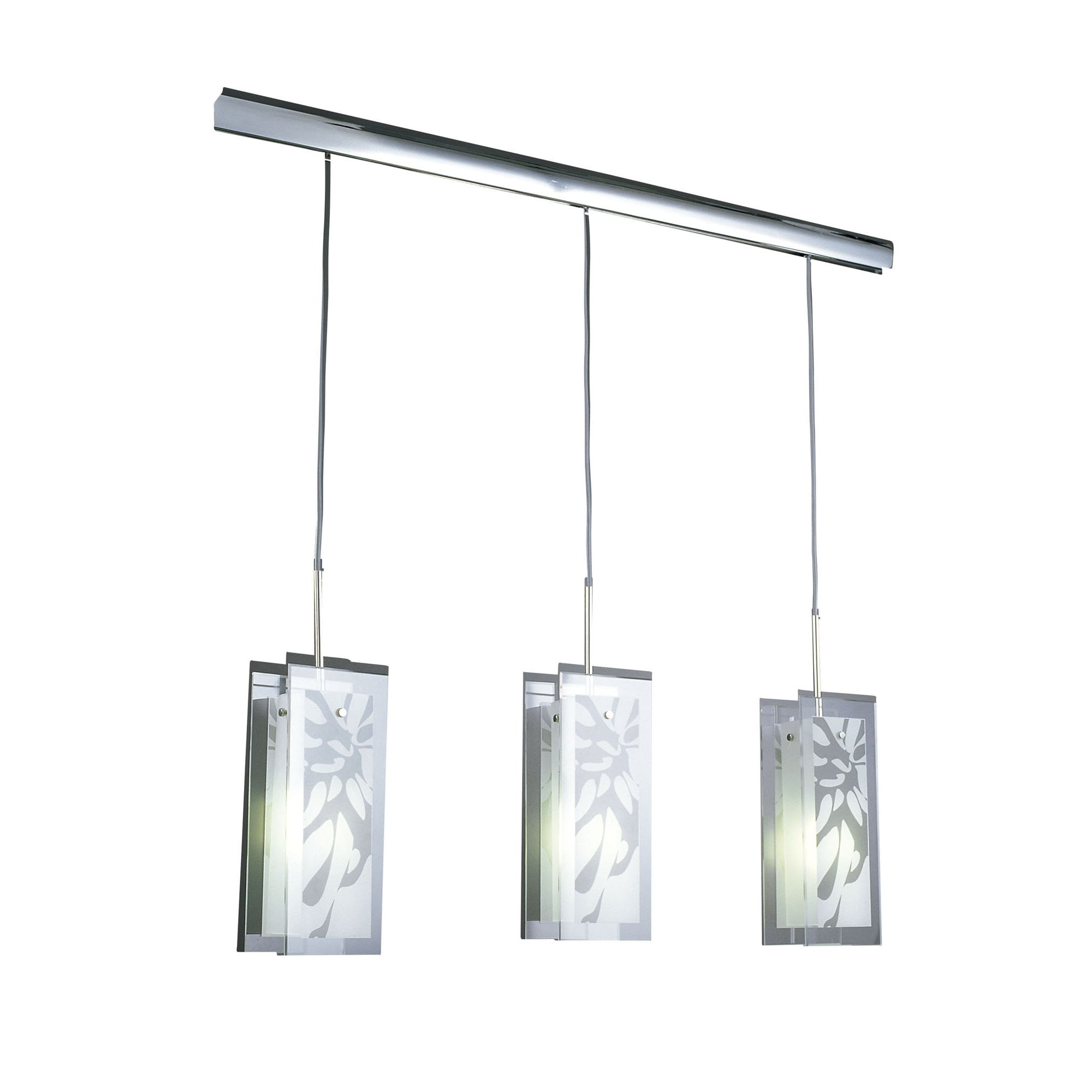 M8505/1 Euphoria Linear Pendant 3 Light Polished Chrome/Opal White Glass